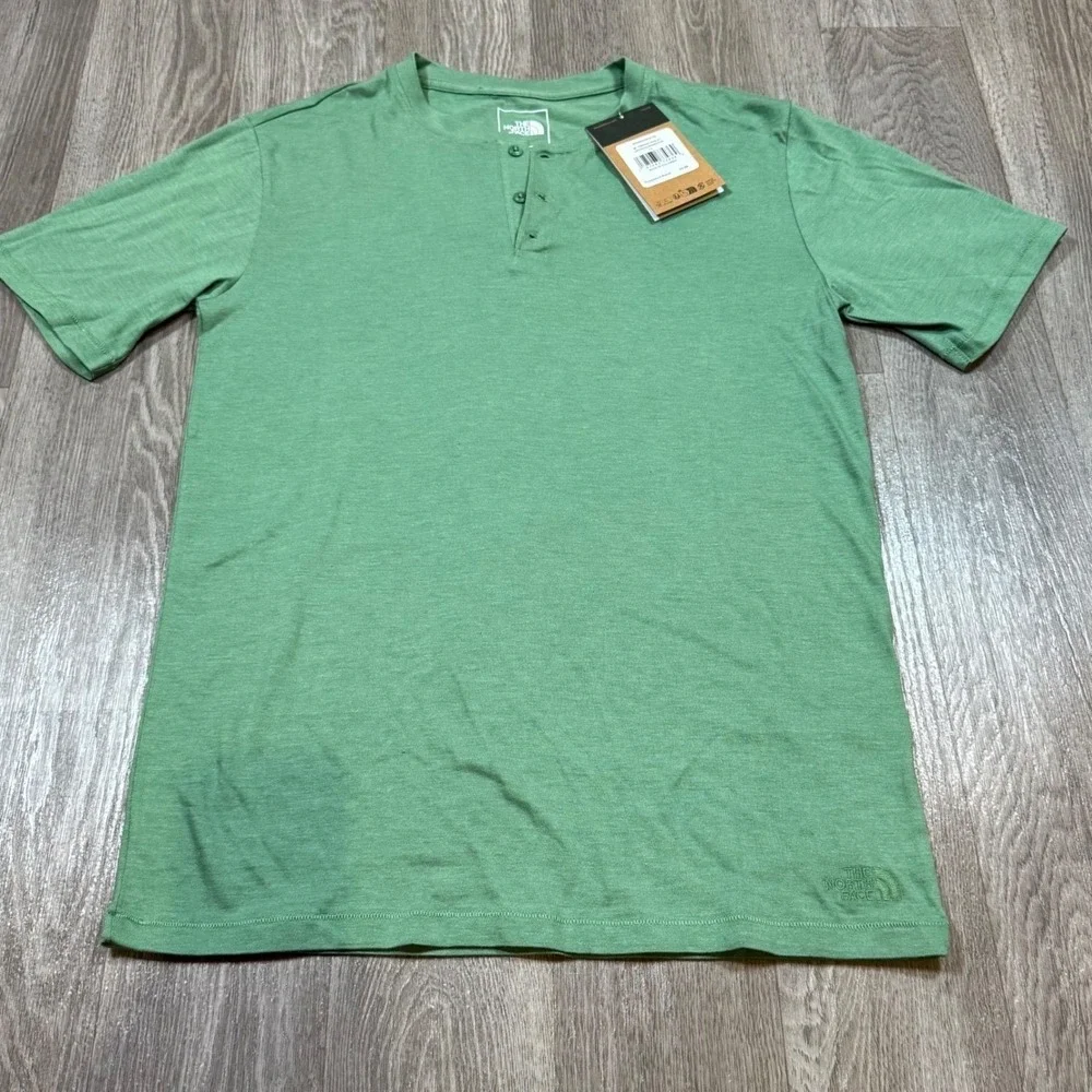 The North Face Mens M Terrain Henley T Shirt Green Heathered Short‎ Sleeve NEW